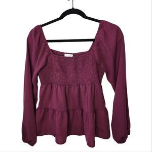 Paper Crane Cottagecore Tiered Top Smocked Chest Coquette Babydoll Blouse Size M
